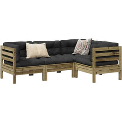 vidaXL Salon de jardin 4 pcs avec coussins bois de pin imprégné