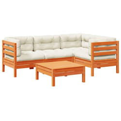 Salon De Jardin 5 Pcs Avec Coussins Cire Marron Bois Pin Massif Vidaxl
