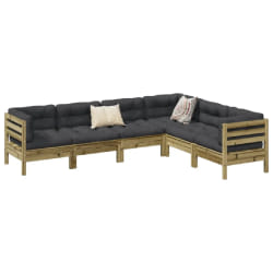 vidaXL Salon de jardin 6 pcs avec coussins bois de pin imprégné