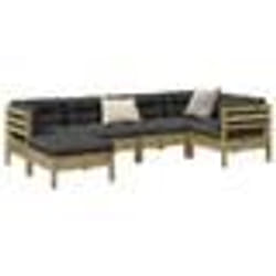 vidaXL Salon de jardin 6 pcs avec coussins bois de pin imprégné