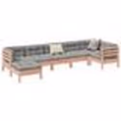 vidaXL Salon de jardin 7 pcs et coussins bois massif sapin de douglas