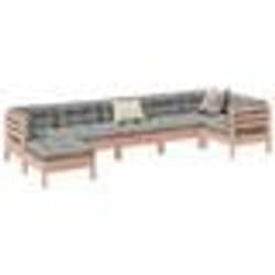 vidaXL Salon de jardin 7 pcs et coussins bois massif sapin de douglas