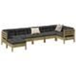 vidaXL Salon de jardin 7 pcs avec coussins bois de pin imprégné