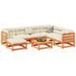 vidaXL Salon de jardin 8 pcs avec coussins marron cire bois pin massif