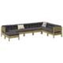 vidaXL Salon de jardin 8 pcs avec coussins bois de pin imprégné