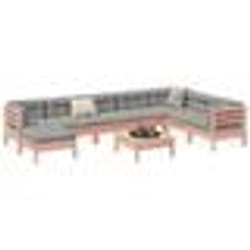 vidaXL Salon de jardin 9 pcs et coussins bois massif sapin de douglas