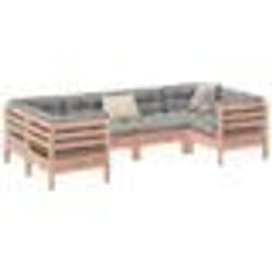 vidaXL Salon de jardin 6 pcs et coussins bois massif sapin de douglas