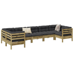 vidaXL Salon de jardin 7 pcs avec coussins bois de pin imprégné