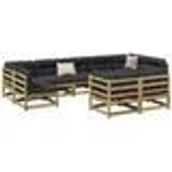 vidaXL Salon de jardin 9 pcs avec coussins bois de pin imprégné