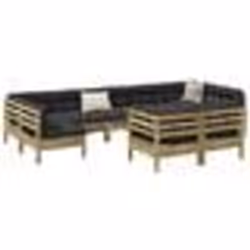 vidaXL Salon de jardin 9 pcs avec coussins bois de pin imprégné