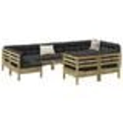 vidaXL Salon de jardin 9 pcs avec coussins bois de pin imprégné