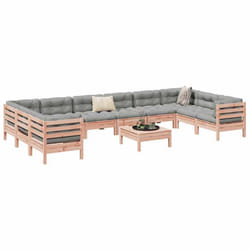 vidaXL Salon de jardin et coussins 11 pcs bois massif sapin de douglas