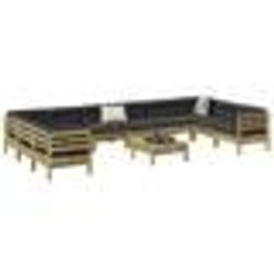 vidaXL Salon de jardin avec coussins 11 pcs bois de pin imprégné