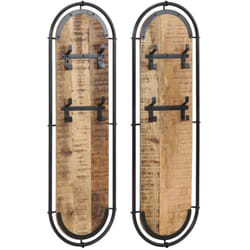 vidaXL Porte-manteaux muraux 4 crochets 2pcs bois massif manguier brut