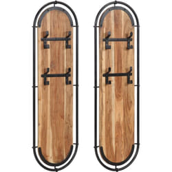 vidaXL Porte-manteaux muraux et 4 crochets 2 pcs bois massif d'acacia