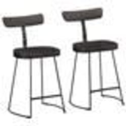 vidaXL Tabourets de bar lot de 2 noir 49x43x79 cm bois manguier massif