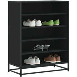 vidaXL Meuble à chaussures noir 75x38x97,5 cm bois d'ingénierie métal
