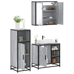 vidaXL Ensemble salle de bain 3 pcs Sonoma gris