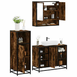 vidaXL Ensemble de meubles de salle de bain 3 pcs Chêne fumé