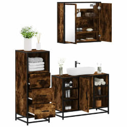 vidaXL Ensemble de Meubles Salle de Bain - Chêne fumé