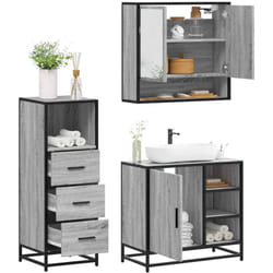 Vidaxl Ensemble De Meubles De Salle De Bain 3 Pcs Sonoma Gris