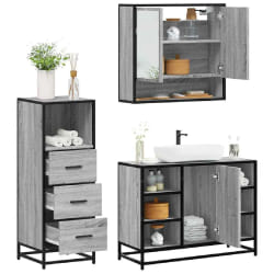 vidaXL Ensemble de meubles de salle de bain 3 pcs Sonoma gris