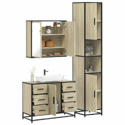 vidaXL Ensemble meubles salle de bain 3 pcs - Chêne sonoma