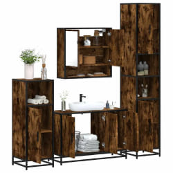 vidaXL Ensemble meubles salle de bain 4 pcs chêne fumé bois ingénierie