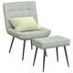 vidaXL Chaise de relaxation avec tabouret Gris clair Velours