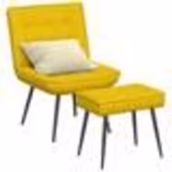 vidaXL Chaise de relaxation avec tabouret jaune velours