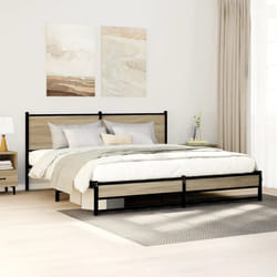 vidaXL Cadre de lit en métal avec tête de lit chêne sonoma 180x200 cm lit double meuble de chambre à coucher lit 3301391