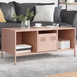 vidaXL Table basse rose 101,5x50x43,5 cm acier laminé à froid