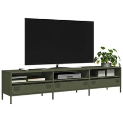 vidaXL Meuble TV vert olive 202x39x43,5 cm acier laminé à froid