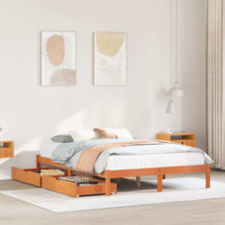 Vidaxl Cadre De Lit Sans Matelas Cire Marron 120x190cm Bois Pin Massif