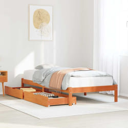 Cadre De Lit Sans Matelas Cire Marron 100x200cm Bois Pin Massif Vidaxl