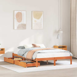 Cadre De Lit Sans Matelas Cire Marron 140x200cm Bois Pin Massif Vidaxl