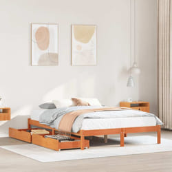 Cadre De Lit Sans Matelas Cire Marron 160x200cm Bois Pin Massif Vidaxl