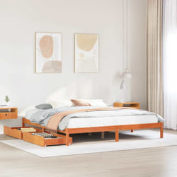 Cadre De Lit Sans Matelas Cire Marron 200x200cm Bois Pin Massif Vidaxl