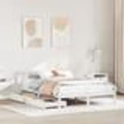 vidaXL Cadre de lit avec tiroirs blanc 120x190 cm bois pin massif sommier cadre de lit double cadre de lit en bois massif