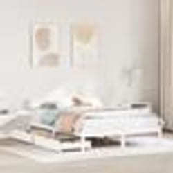 vidaXL Cadre de lit avec tiroirs blanc 140x190 cm bois de pin massif sommier cadre de lit double cadre de lit en bois 3301507