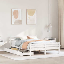 Cadre De Lit Sans Matelas Blanc 150x200 Cm Bois De Pin Massif Vidaxl