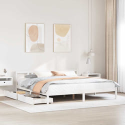 Cadre De Lit Sans Matelas Blanc 200x200 Cm Bois Massif De Pin Vidaxl