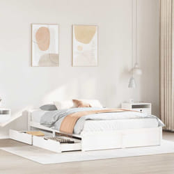 Cadre De Lit Sans Matelas Blanc 135x190 Cm Bois De Pin Massif Vidaxl