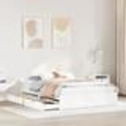 vidaXL Cadre de lit avec tiroirs blanc 140x190 cm bois de pin massif sommier cadre de lit double cadre de lit en bois 3301681