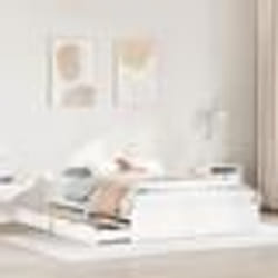 vidaXL Cadre de lit avec tiroirs blanc 140x200 cm bois de pin massif sommier cadre de lit double cadre de lit en bois 3301689