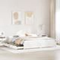 vidaXL Cadre de lit avec tiroirs blanc 160x200 cm bois massif de pin sommier cadre de lit double cadre de lit en bois 3301693