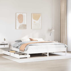 Cadre De Lit Sans Matelas Blanc 180x200 Cm Bois Massif De Pin Vidaxl