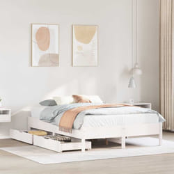 Cadre De Lit Sans Matelas Blanc 140x200 Cm Bois De Pin Massif Vidaxl