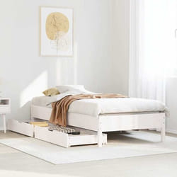 vidaXL Cadre de lit blanc 90x200 cm bois de pin massif meuble de chambre à coucher sommier lit en bois lit lit simple 3301720