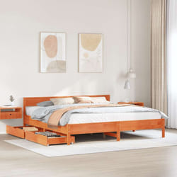 Cadre De Lit Sans Matelas Cire Marron 200x200cm Bois Pin Massif Vidaxl